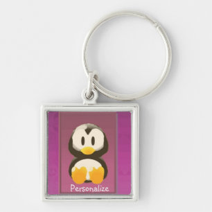 Magenta Penguin Keychain