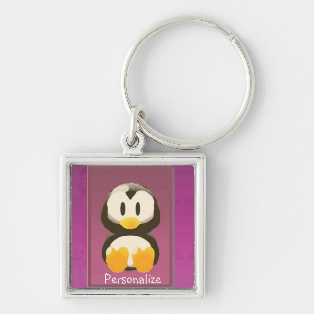 Magenta Penguin Keychain (Front)