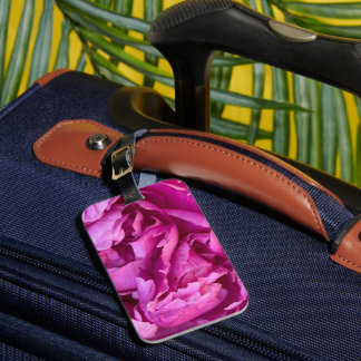 Magenta peony closeup luggage tag