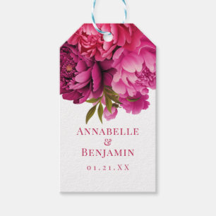 Magenta Peony Floral Wedding  Gift Tags