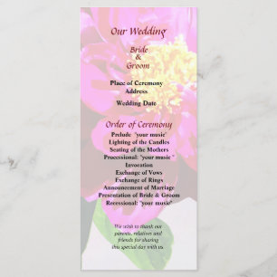 Magenta Peony in Sunshine Wedding Program Programme
