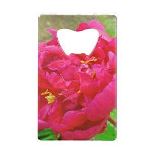 Magenta Peony Petals-Credit Card Bottle Opener