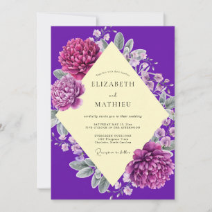 Magenta Peony Royal Wedding Invitation