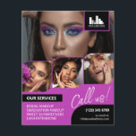 Magenta Photo Collage Logo QR Makeup Promotional Flyer<br><div class="desc">Double sided flyer for a makeup artist, nail artist, hair stylist or similar profession where you need to showcase your work in a retro photo collage with magenta borders and magenta background. Personalise with your logo and on the back an additional photo and your QR code with your social media...</div>