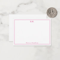 Magenta Pink 2 Monogram Name Minimal Border