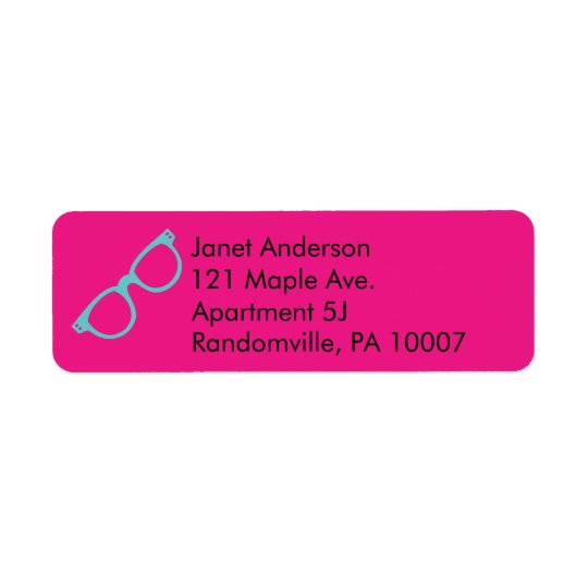 Magenta Pink and Bright Blue Retro Glasses Return Address Label