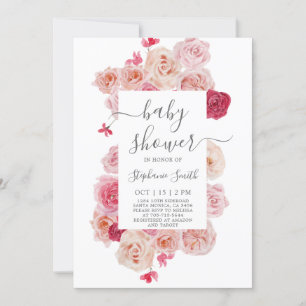 Magenta Pink Baby Shower girl Invitation