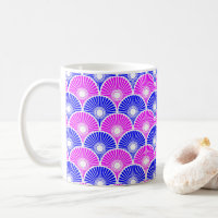 Magenta Pink Blue Chinese Semi Circle Wave pattern