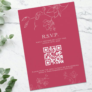 Magenta Pink Boho Floral Botanical Wedding Detail RSVP Card