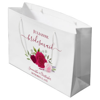 Magenta & Pink Boho Roses Wedding Bridesmaid Large Gift Bag
