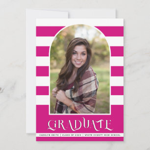 Magenta pink Class of 2023 arch photo graduation Announcement
