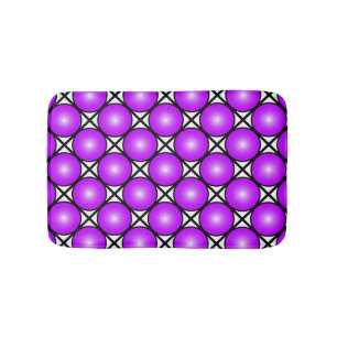 Magenta Pink Dots Black White Lattice Pattern Bath Mat