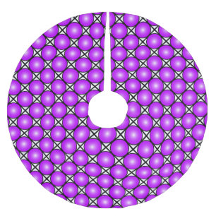 Magenta Pink Dots Black White Lattice Pattern Brushed Polyester Tree Skirt