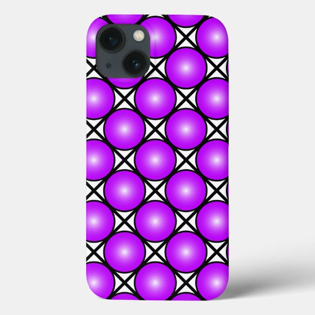 Magenta Pink Dots Black White Lattice Pattern Case-Mate iPhone Case (Back)