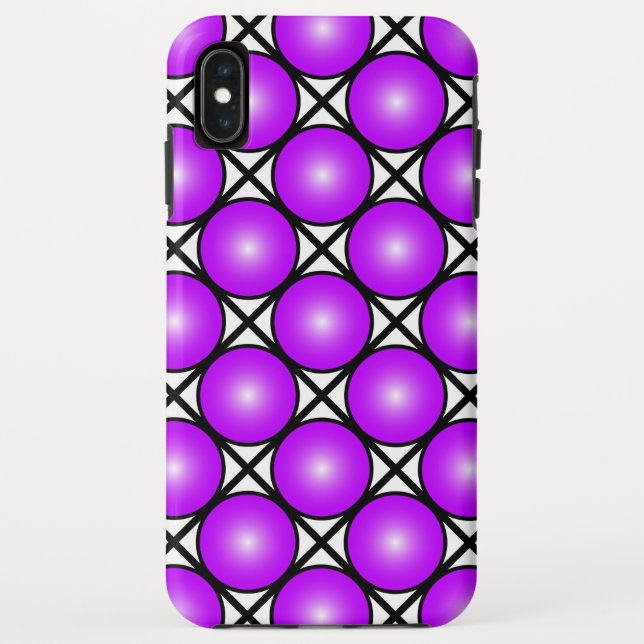 Magenta Pink Dots Black White Lattice Pattern Case-Mate iPhone Case (Back)
