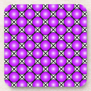 Magenta Pink Dots Black White Lattice Pattern Coaster