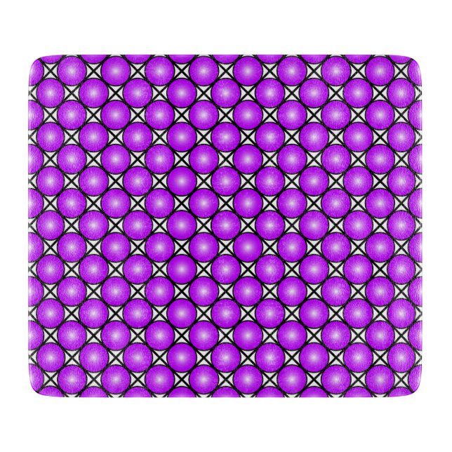 Magenta Pink Dots Black White Lattice Pattern Cutting Board (Front)