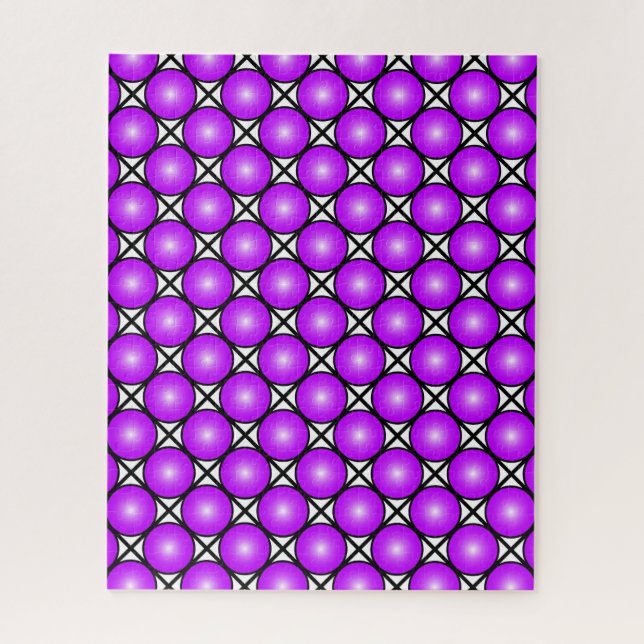 Magenta Pink Dots Black White Lattice Pattern Jigsaw Puzzle (Vertical)