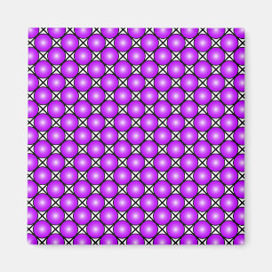 Magenta Pink Dots Black White Lattice Pattern Magnet