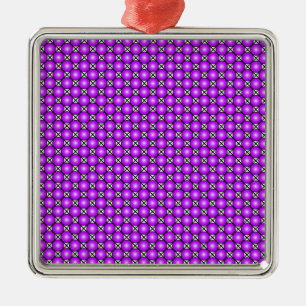 Magenta Pink Dots Black White Lattice Pattern Metal Tree Decoration