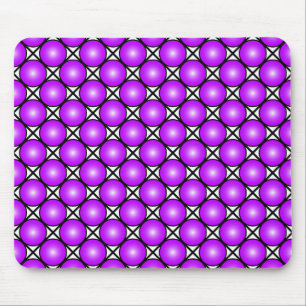 Magenta Pink Dots Black White Lattice Pattern Mouse Mat
