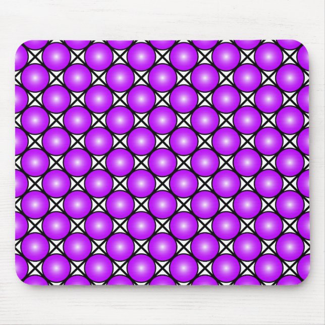 Magenta Pink Dots Black White Lattice Pattern Mouse Mat (Front)