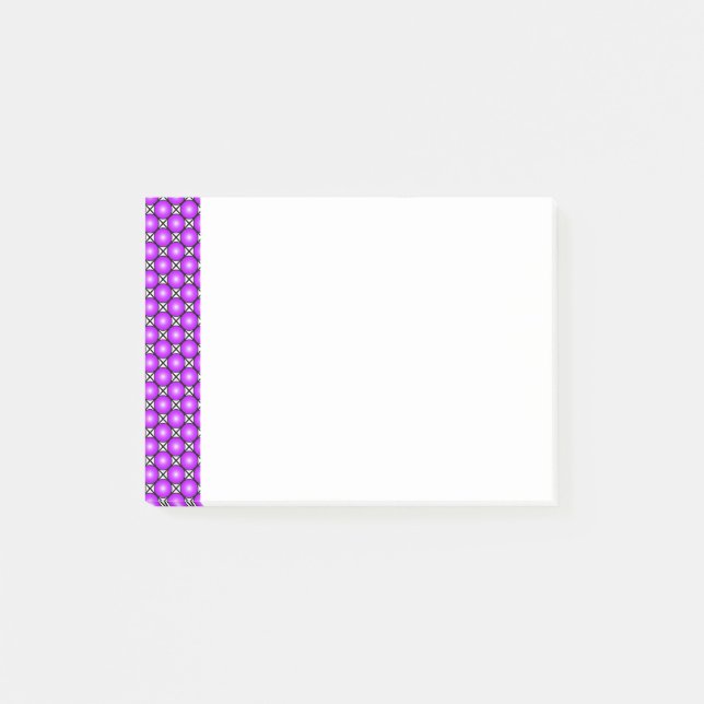 Magenta Pink Dots Black White Lattice Pattern Post-it Notes (Front)
