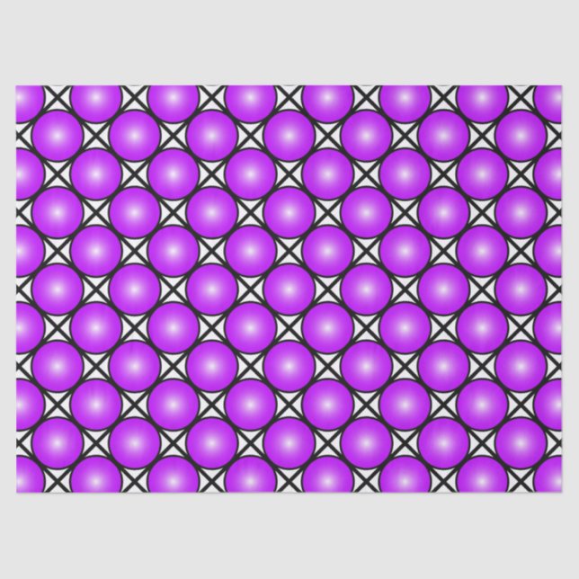 Magenta Pink Dots Black White Lattice Pattern Tissue Paper (Front)