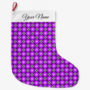 Magenta Pink Dots Black White Pattern Own Name Large Christmas Stocking