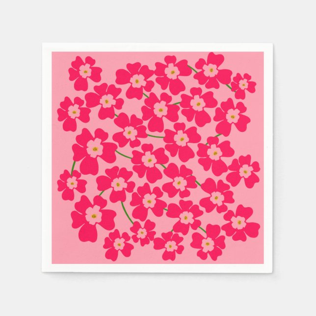 Magenta Pink Fantasy Flower Garden   Napkin (Front)