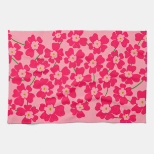 Magenta Pink Fantasy Flower Garden Tea Towel