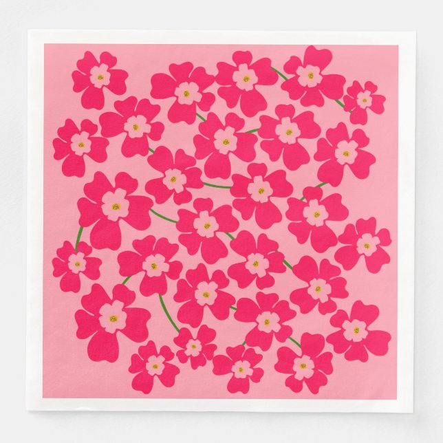 Magenta Pink Fantasy Flower Garden Wedding   Napkin (Front)