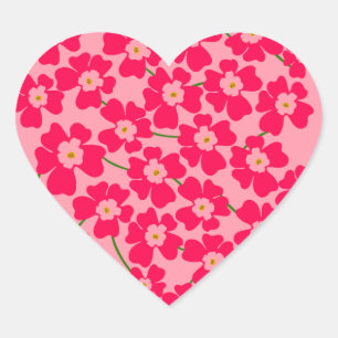 Magenta Pink Fantasy Flower Power Heart Sticker