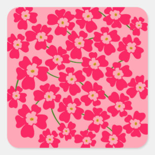 Magenta Pink Fantasy Flower Power Square Sticker