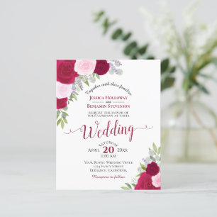 Magenta & Pink Floral BUDGET Wedding Invitation