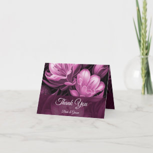 Magenta Pink Floral Thank You Card
