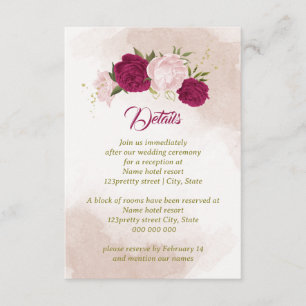 magenta pink flowers green leaves enclosure card