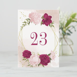 magenta pink flowers green leaves table number 