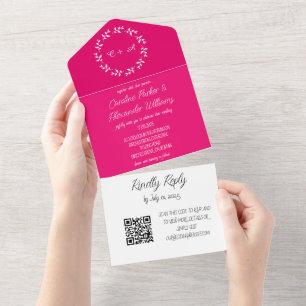 Magenta Pink Fuchsia Modern Bold Elegant All In One Invitation