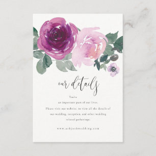 Magenta Pink Garden Floral Wedding Details Ivory Enclosure Card