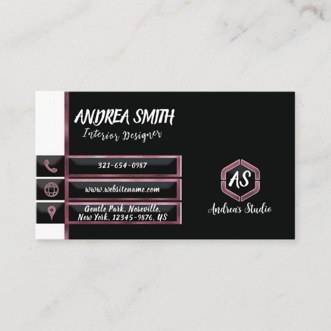 Magenta Pink Glam Girly Minimalist Modern Chic    Business Card (Front)
