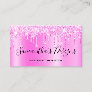 Magenta Pink Glitter Drips Ombre Online Store Business Card