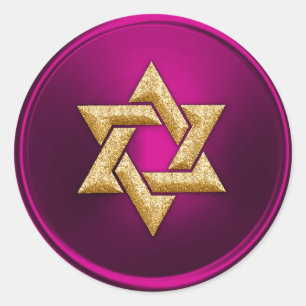 Magenta Pink Gold Star of David Envelope Seal