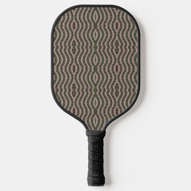 Magenta Pink Green Springtime Polka Dot Pattern Pickleball Paddle (Front)