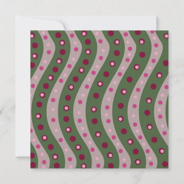 Magenta Pink Green Springtime Polka Dot Patterned  Holiday Card (Front)