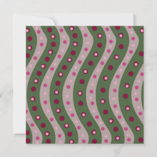 Magenta Pink Green Springtime Polka Dot Patterned Holiday Card