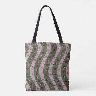 Magenta Pink Green Springtime Polka Dot Patterned  Tote Bag