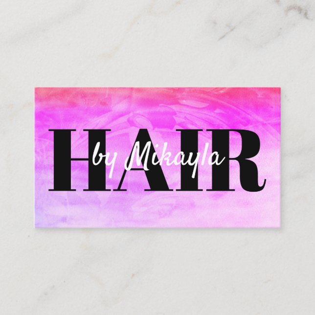 Magenta Pink Hair Style Nails Simple Business Card (Front)