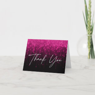 Magenta Pink Lights Black Sweet 16 Thank You Card