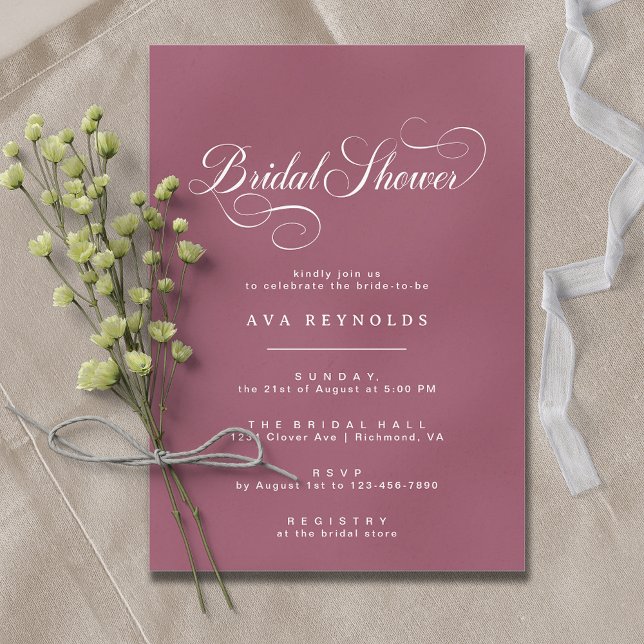 Magenta Pink Mauve | Vintage Script Bridal Shower Invitation (Creator Uploaded)